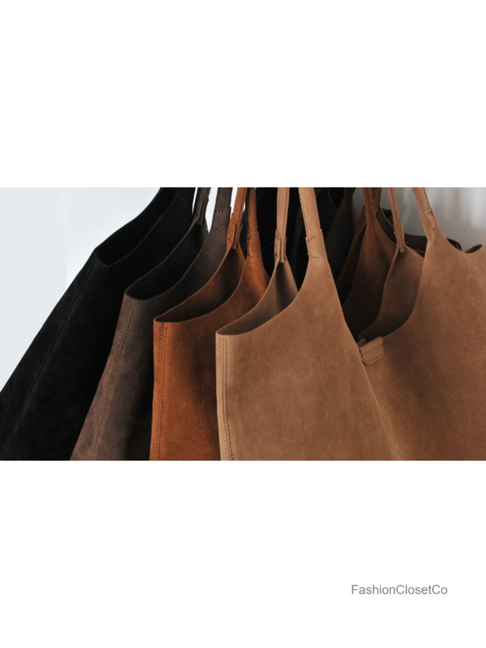 Faux Suede Tote Bag with Magnetic Closure, Hobo Handbag, Casual Vegan Leather - Picture 6 of 6